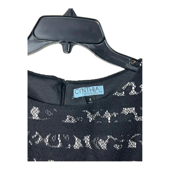 CYNTHUA ROWLEY SLEEVELESS LACE MIDI DRESS SIZE 4 HIDDEN ZIPPER BACK BLACK COLOR - Picture 5 of 9